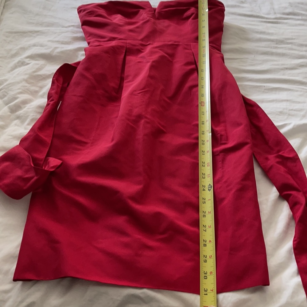 Jcrew RED (not green) Tie-waist strapless dress - Picture 9 of 15